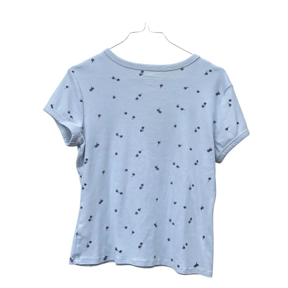 Summer Spring Women Arizona Jeans Blue flower top Shirt Size Large BTS